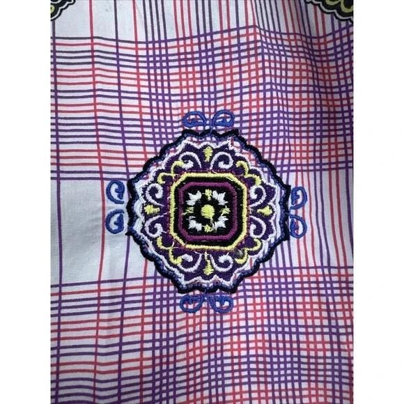 Robert Graham Men's XXL Grande Button Up Shirt Flip Cuff Pink Embroidered - Picture 4 of 8